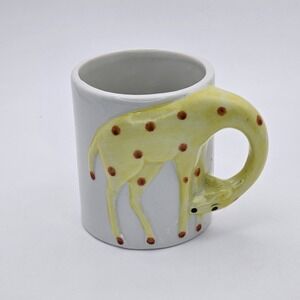 Vintage 1970's Enesco Giraffe Kids Coffee Mug Tea Cup with 3D Neck Handle